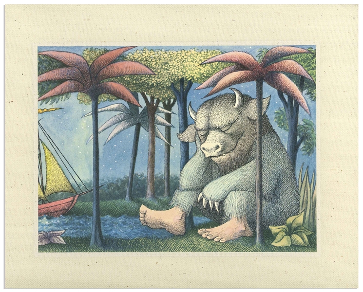 Original ''Wild Things'' Drawing by Maurice Sendak -- Included With a Signed Limited 25th Anniversary Edition of ''Where the Wild Things Are'' -- Near Fine Condition